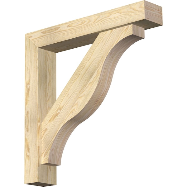 Ekena Millwork Funston Block Rough Sawn Bracket w/ Offset Brace, Douglas Fir, 6"W x 34"D x 34"H BKT0604X34X34FST05RDF - main